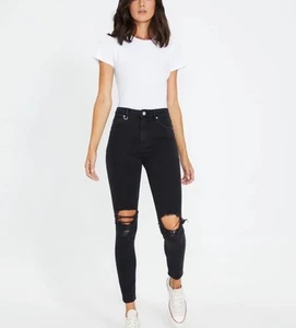 Neuw Jeans Women's Denim Marilyn Size 29 Skinny High Waisted Depeche Rip Black - Picture 1 of 20