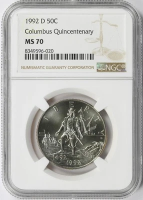 1992-D 50c Columbus Quincentenary Commemorative Half Dollar NGC MS70 - Image 1 of 4