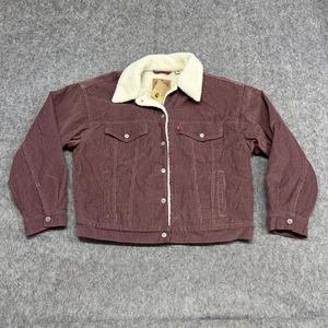 Levis Jacke Damen Large Burgund Cord Sherpa 90er Trucker gefüttert A4435-0039 - Bild 1 von 19