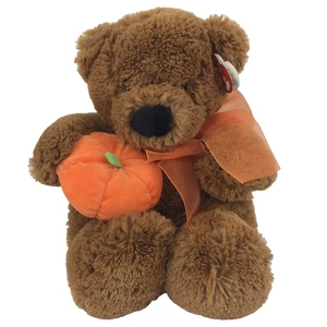 Ty Classic Carver Bear Plush 2006 With Pumpkin Fall Ribbon Bow 9" Sitting w/ Tag - Picture 1 of 13