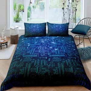 Technology Bedding Set Science Computer Theme Comforter Cover Queen Size for ... - Bild 1 von 5