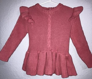 Laura Ashley Kleinkind mauvefarben Zopfmuster Langarm Rüschen Schulter Kleid Gr. 24 Monate - Bild 1 von 5
