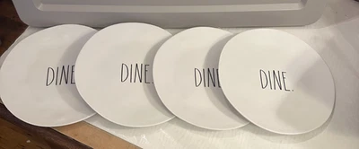 Rae Dunn Artisan Collection by Magenta Melamine DINE Dinner Plates 10" Set of 4 - Image 1 of 4