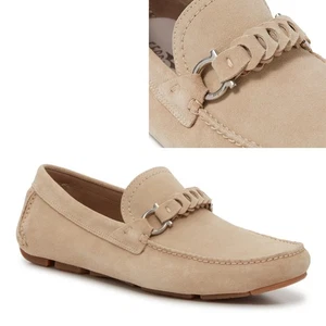 SALVATORE FERRAGAMO SHOES STUART DRIVING LOAFERS SUEDE LEATHER GANCINI $795 sz 8 - Picture 1 of 15