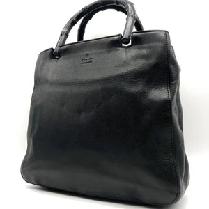 GUCCI Handtasche Mini Tote Bag Bambus Vollleder Schwarz Original aus Japan - Bild 1 von 24