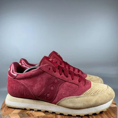 Saucony Jazz Mens Burgundy Tan Suede Lifestyle Sneakers Shoes Size 13 - Image 1 of 4