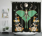 Turquoise Moths Butterflies Flowers Moon Shower Curtain Set For Bathroom Decor