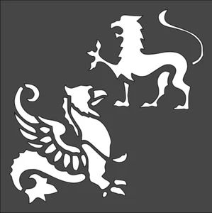 1- 5.5x5.5 inch Custom Cut Stencil, (PI-21) Mythical Creatures - Picture 1 of 1