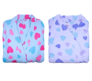 Slenderella Herz Design Bademantel Damen weich flauschig Wickel Morgenmantel Morgenmantel - Bild 1 von 30