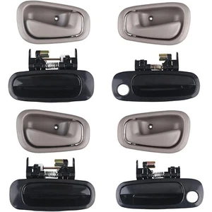 8PCS Exterior Black Interior Gray Door Handle Set For Toyota Corolla Chevy Prizm - Foto 1 di 8