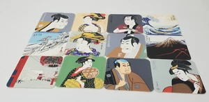 Posavasos japoneses con impresión en miniatura Ukiyoe de bellas artes 12 bloques vintage - Imagen 1 de 10