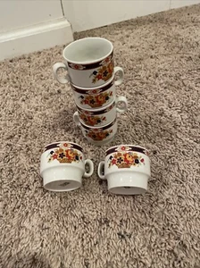 6 Vintage Weidmann Porzellan Prodotto Italiano Floral Flowers Espresso Cups RARE - Picture 1 of 3