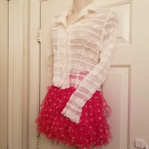 Set 2 articoli gonna rossa a pois con volant 16 di Justice & Cream LS top in pizzo elasticizzato - Foto 1 di 15