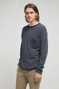 FRENCH CONNECTION Blue Stripe Linen Blend Lightweight Sweater MSRP $118 Large L - Picture 1 of 3