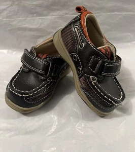 Genuine Kids Boat Shoes Loafers Dark Brown Orange Size 4 Toddler Boy - Picture 1 of 9