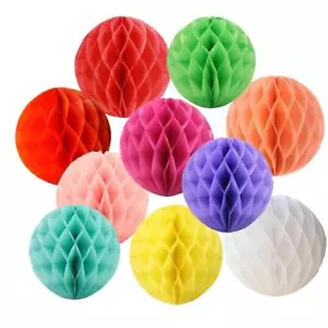 Honeycomb Paper Ball Colourful Wedding Party Hanging Decoration - 130 Variations - Picture 1 of 36