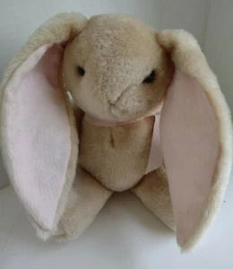 Peluche de conejo con orejas de lazo de colección articulado 10" marrón rosa conejito de Pascua juguete de peluche - Imagen 1 de 10