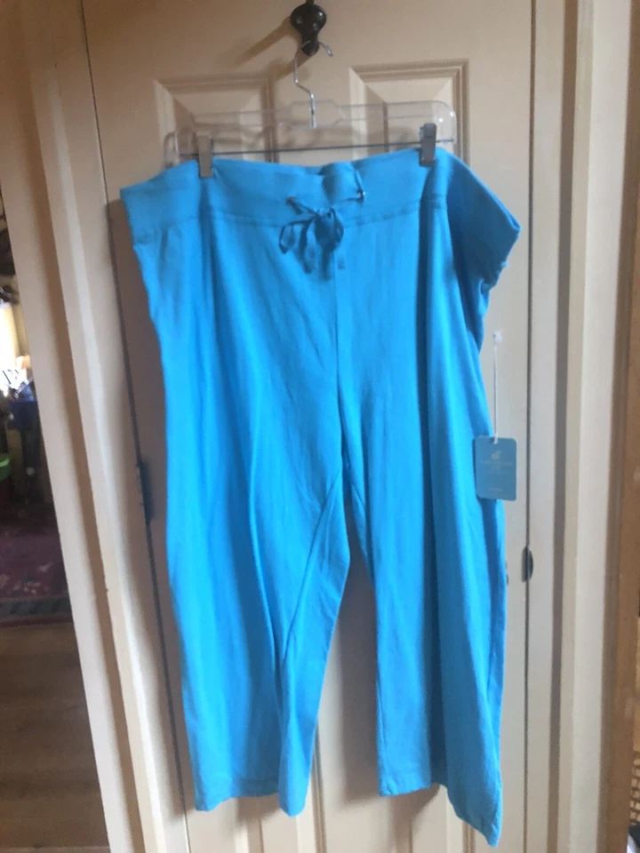 Nuevo con etiquetas Pantalones recortados de yoga salón perezoso tejido azul aguamarina Caribbean Joe 2X Foto 1 de 4