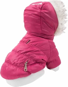 Pet Life 3M Thinsulate Removable Hood Hot Pink Dog Coat Size Large - Picture 1 of 16