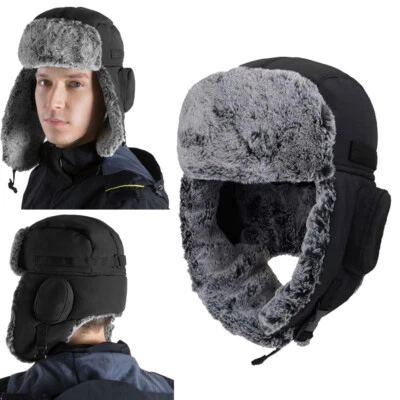 Coldproof Russian Ushanka Hat Winter Warm Aviator Fur Ear Flaps Cap Ski Hunting - Image 1 of 4