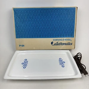 Corning Ware Electromatic Immersible Platter White Blue Cornflower P-54 w/Box - Picture 1 of 12
