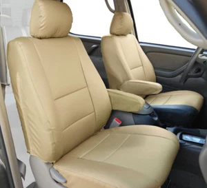 TOYOTA TUNDRA BEIGE VINYL CUSTOM FIT 2 FRONT SEAT & 2ARM COVERS - Picture 1 of 4