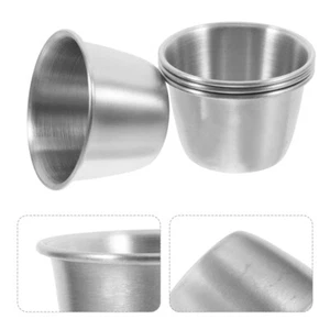 4 Pcs Stainless Steel Sauce Cup Reusable Containers Metal Dipping Cups - Picture 1 of 12