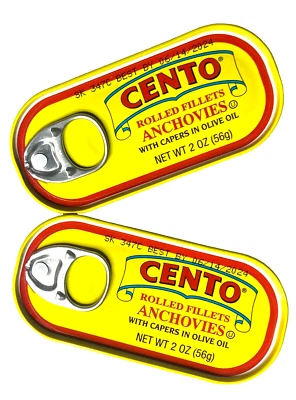 2x Cento Anchovies Rolled Fillets with Capers in Olive Oil 2 oz -GR8 for Pizza - Image 1 of 4