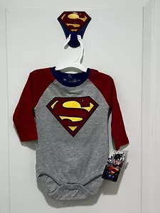 Superman Baby One Piece Bodysuit Long Sleeve 3-6 months Blue DC Comics 2016 New - Picture 1 of 4