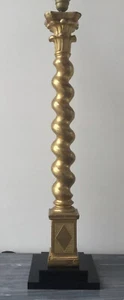 Antique Lamp Carved Gilt Wood Spiral Column French C. 1780 - Picture 1 of 11