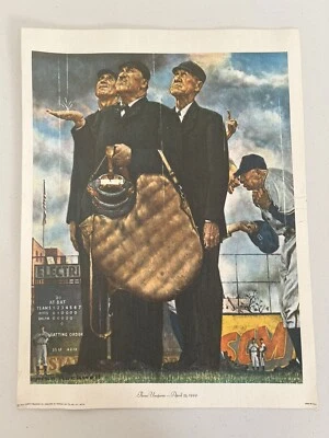 1974 Norman Rockwell “Três Árbitros” 12x16 Impressão em Tela Curtis Publishing Litho - Imagem 1 de 3