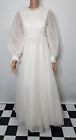 VTG 60's Emma Domb Wedding Dress Peasant Prairie Puffed Sleeves Tulle Petticoat