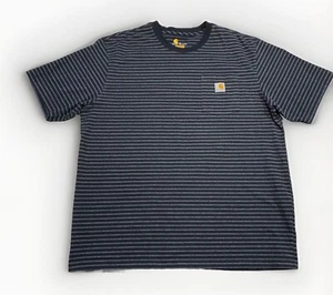 Carhartt Original Fit Shirt Men's XL Black Gray Striped Crew Neck Pocket Work - Picture 1 of 6