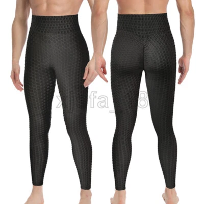Men's Tiktok Leggings Compression Pants Gym Push Up Training Yoga Pants Jogging - Image 1 of 4