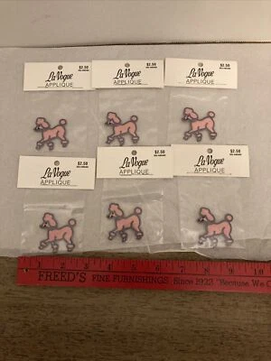 6 La Vogue Applique Pink Poodle Patch Iron On 50's Sock Hop Skirt NIP Small - Image 1 of 4