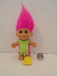 Russ Troll Doll~5"~Vintage~Scuba Diver~Swimsuit~1 Fin~Pink Hair~Brown Eyes - Picture 1 of 5