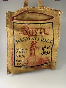 Borsa Royal Basmati Rice Burlap Manico Cerniera Riutilizzabile Hippie Tote No Riso - Foto 1 di 2