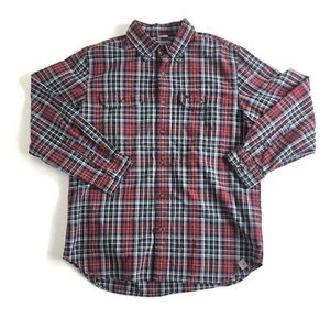 Carhartt Mens Long Sleeve Shirt Sz L Relaxed Fit Button Down Red Black Plaid Top - Picture 1 of 6
