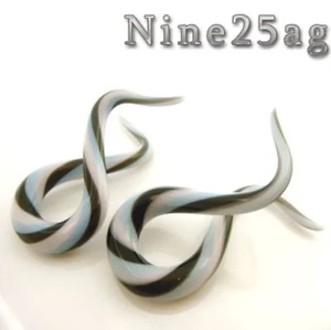 NEW 3 COLOR PYREX GLASS 4G DOUBLE TWISTS PLUGS SPIRALS EAR GAUGES EXPANDERS - Picture 1 of 1