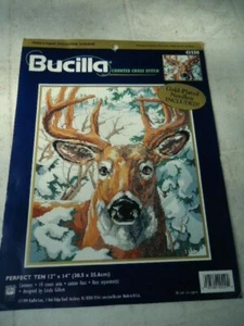 Bucilla Perfect 10 Deer Head In Snow Counted Cross Stitch Pattern/Chart #42550 - Picture 1 of 6