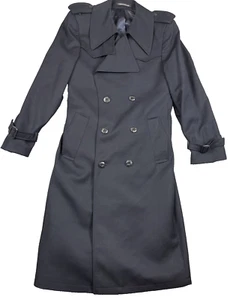 LODEN KING Wool Coat Women 32 Black Poland Trench Over Coat Jacket *Read* - Picture 1 of 20