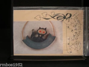 Cuerdas de corazón de Helena Cook patrón maullido del gato @1995 NUEVO gato gatito - Imagen 1 de 2