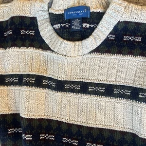 Vintage TownCraft Strickpullover Pullover Herren L Geometrisch Opa Kern Hergestellt in den USA - Bild 1 von 2