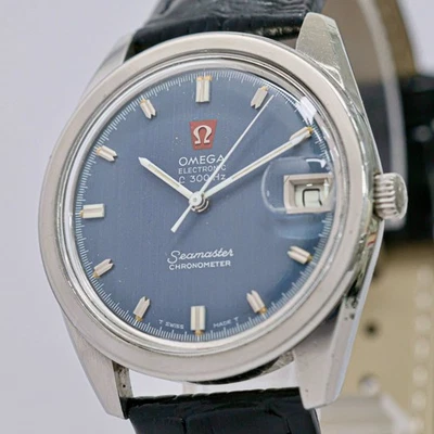 Без тарифов *почти как новый * винтажный 1970 OMEGA Seamaster f300Hz Cal.1250 Qz темно-синий мужской - Изображение 1 из 4