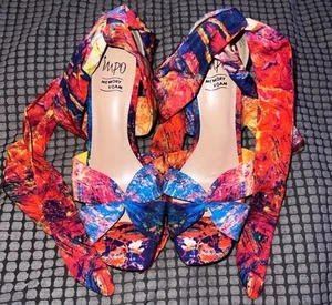 Impo Colorful Floral Wedge Heel w/ Ankle Wrap Around Tie Memory Foam size 7 - Picture 1 of 5