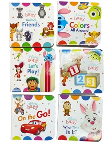 LOT OF 6 DISNEY BABY MINI BOARD BOOKS TODDLER EDUCATIONAL NUMBERS COLORS WORDS - Picture 1 of 9