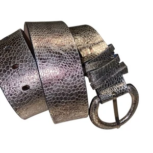 Coldwater Creek Belt Womens Medium Silver Metallic Bonded Leather Boho 32-36” - Picture 1 of 11