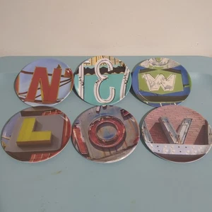 Neon Museum Las Vegas Coaster Set 6 Retro Looking Letters From Old Signs New - Picture 1 of 9