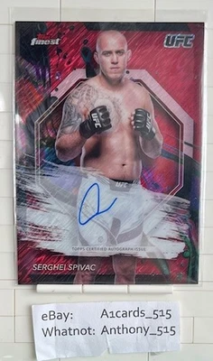 Serghei Spivac - 2024 Topps Finest UFC Autograph - Red Shimmer - Image 1 of 3