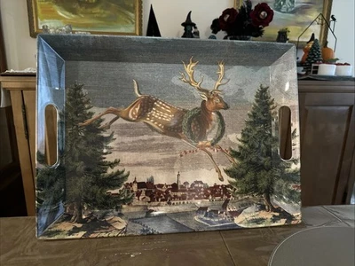 John Derian for  Target Tray Handled Melamine XL Holiday NWT Reindeer BPA Safe - Image 1 of 4